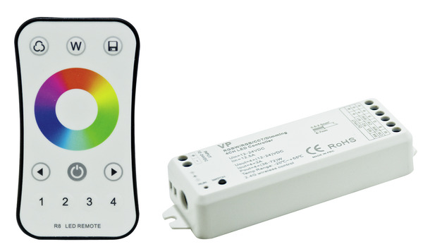 KIT CONTROLLER + TELECOMANDO RGBW ( RGB+ BIANCO) 2,4 GHZ