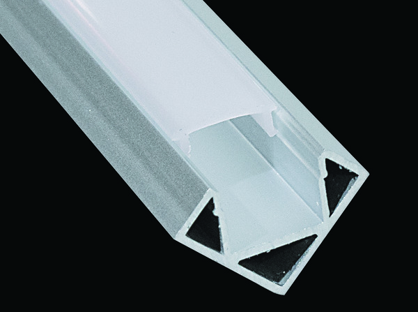 Profilo alluminio 2m Dissip.20W/m,Angolare 45°,Inc.12mm + CO