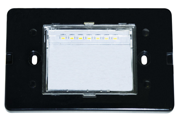 PUNTO LUCE SEGNA PASSO PER SCATOLA 503 DA INCASSO E DA CARTONGESSO, IP65, 220Vac, 2W, TRICOLOR 100LM, CRI80, 13*8.5*3cm