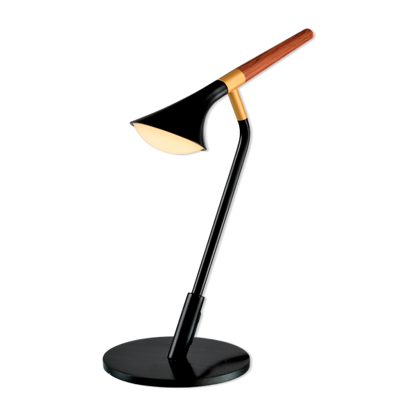 DUNCAN LED LAMPADA DA TAVOLO 5W 3000K NERO OPACO/LEGNO