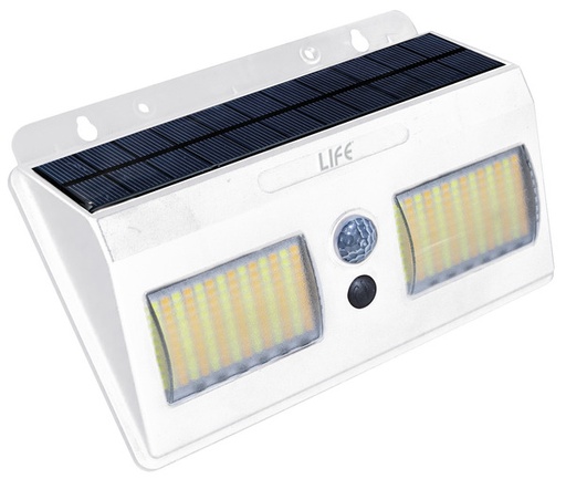 [LIF-399PLS133W] LIF-399PLS133W - Punto Luce ad energia SOLARE, IP65, con sensore Tricolor,P.Solare 1.2W, Batt. 3.7V 2.4Ah LI-ION